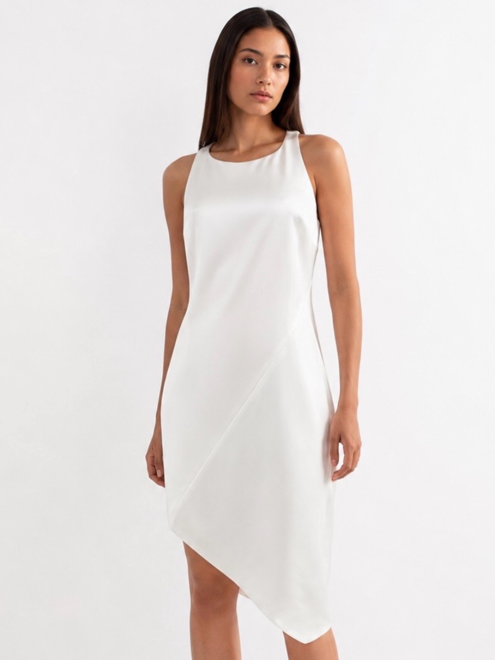 JAY GODFREY White Asymmetrical Sheath Dress Size 12